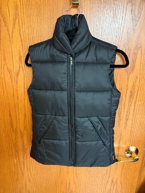 Lucy Brand Black Quilted Puffer Vest with Stand Collar